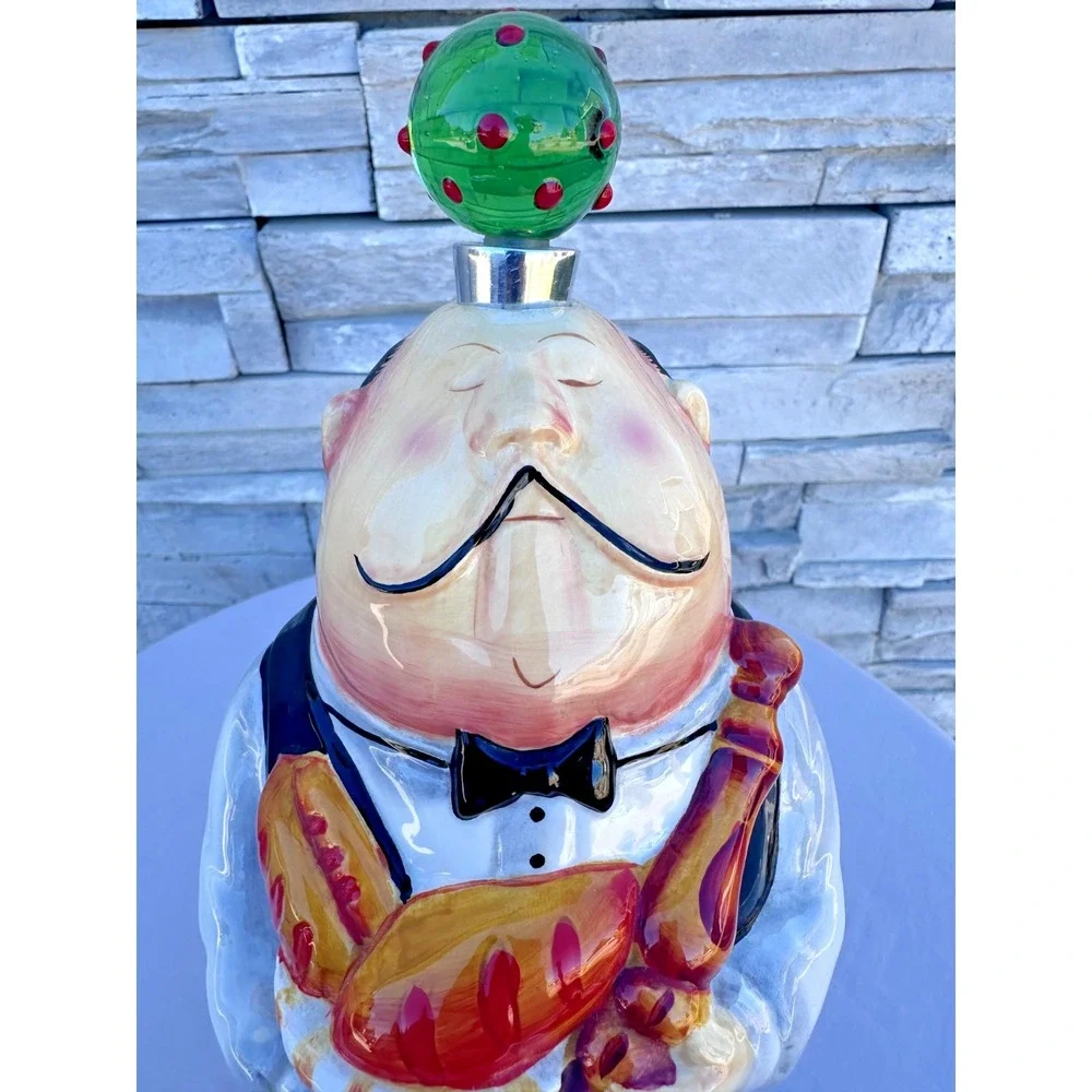 Ceramic Butler Waiter Oil Vinegar Bottle Decanter Tracy Flickinger NO SPOUT